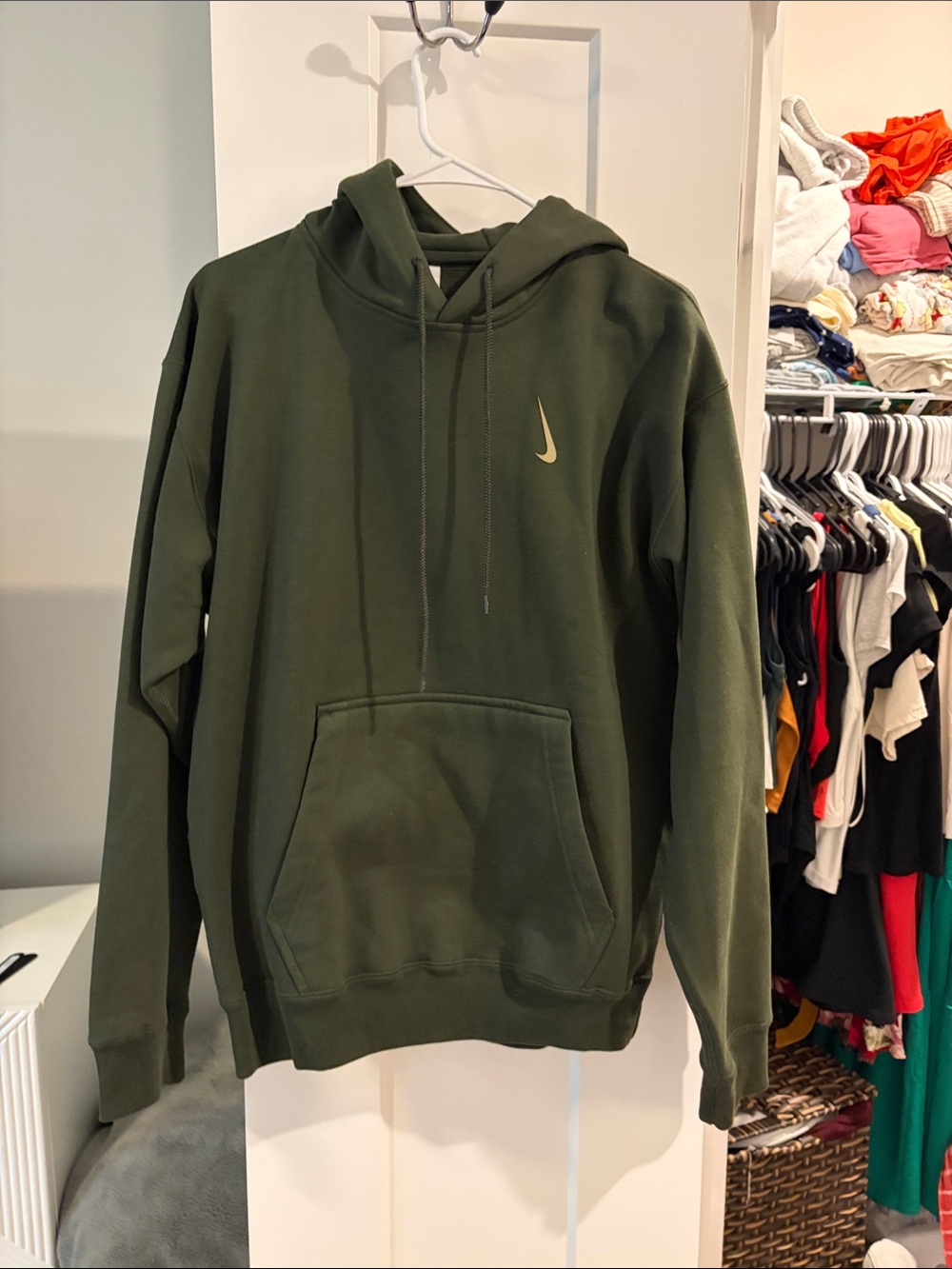 Nike Olive Green Logo Pullover Hoodie